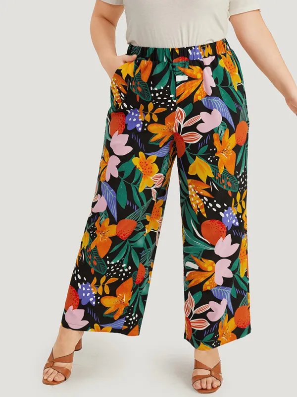 Floral Print Pocket Elastic Waist Loose Pants sold by Bloomchic