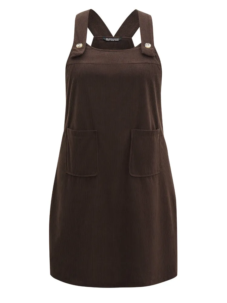 Plain Corduroy Patched Pocket Overall Dress sold by Bloomchic product image thumbnail 5