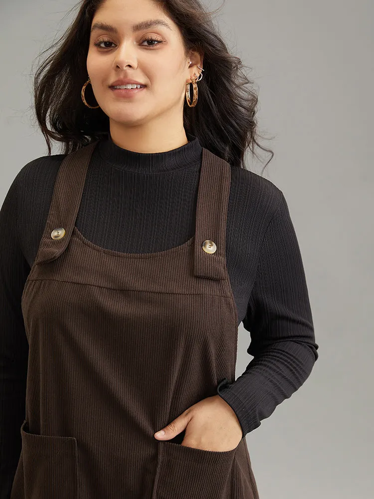 Plain Corduroy Patched Pocket Overall Dress sold by Bloomchic product image thumbnail 4