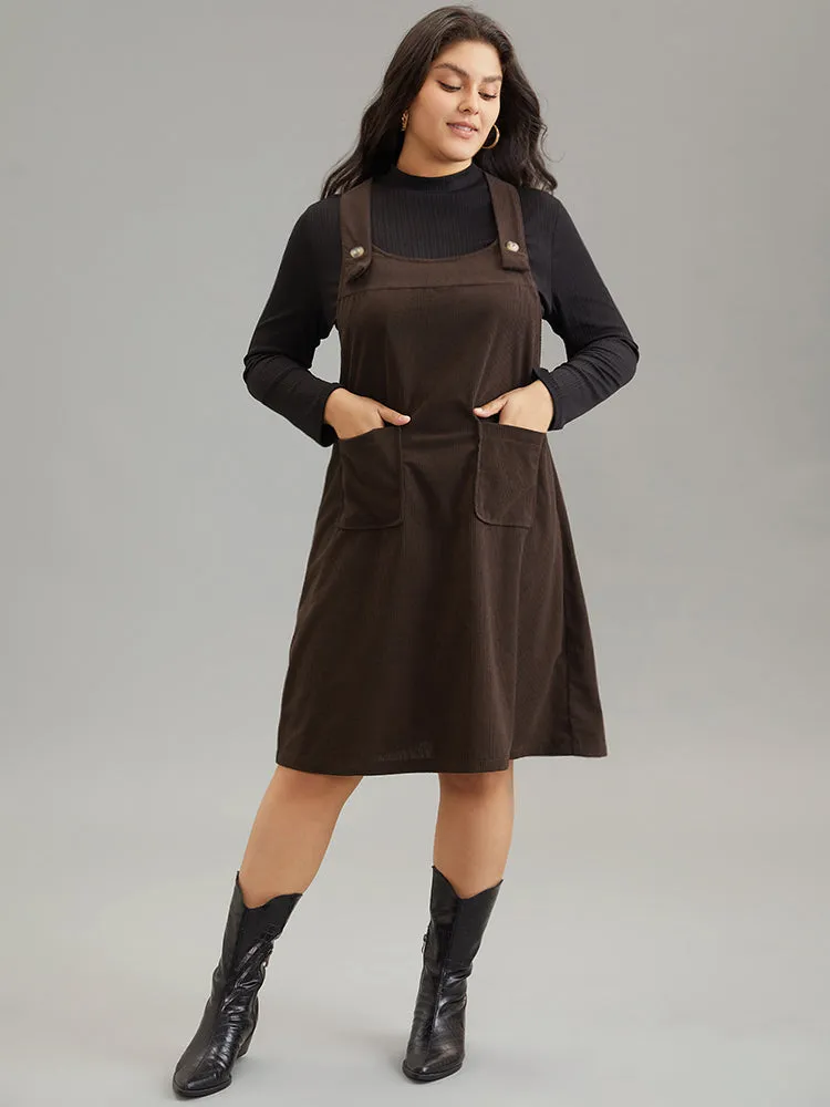 Plain Corduroy Patched Pocket Overall Dress sold by Bloomchic product image thumbnail 3