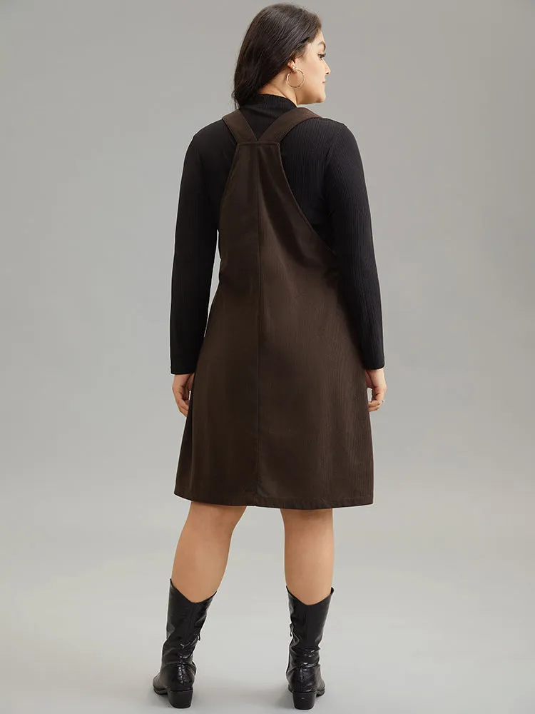 Plain Corduroy Patched Pocket Overall Dress sold by Bloomchic product image thumbnail 2