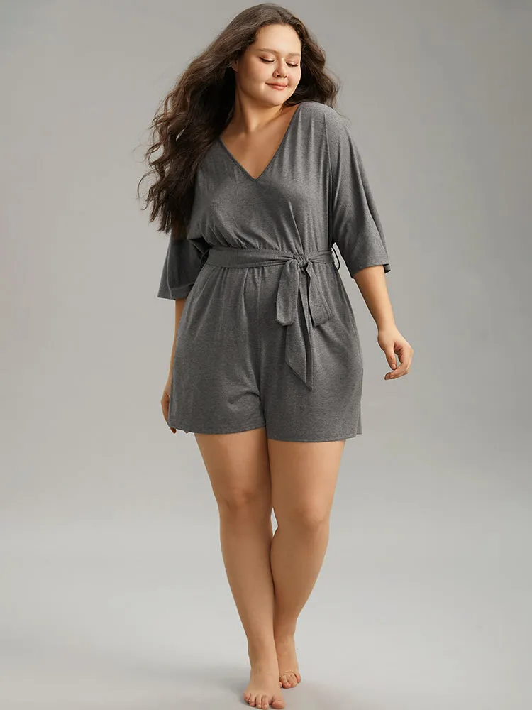 Solid Belted Pocket Sleep Romper sold by Bloomchic product image thumbnail 4