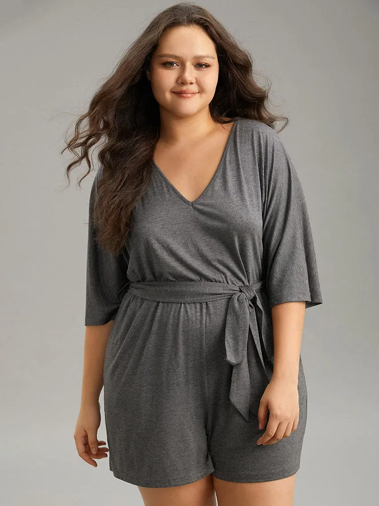 Solid Belted Pocket Sleep Romper sold by Bloomchic product image thumbnail 2