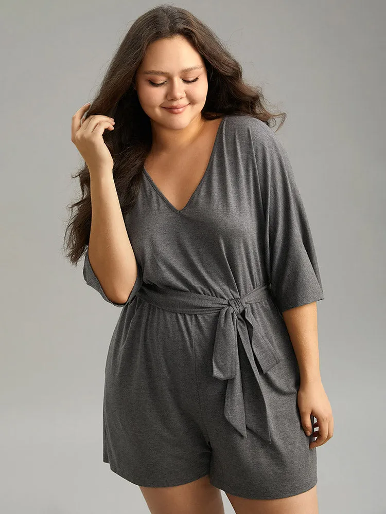 Solid Belted Pocket Sleep Romper sold by Bloomchic product image thumbnail 5