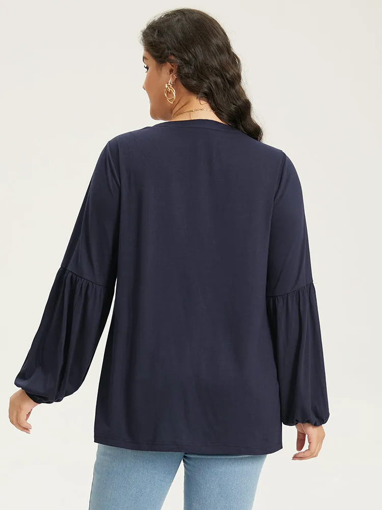 Floral Embroidered Notched Gathered T-shirt sold by Bloomchic product image thumbnail 2