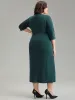 Solid Notched Pleated Wrap Hem Dress sold by Bloomchic