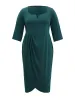 Solid Notched Pleated Wrap Hem Dress sold by Bloomchic
