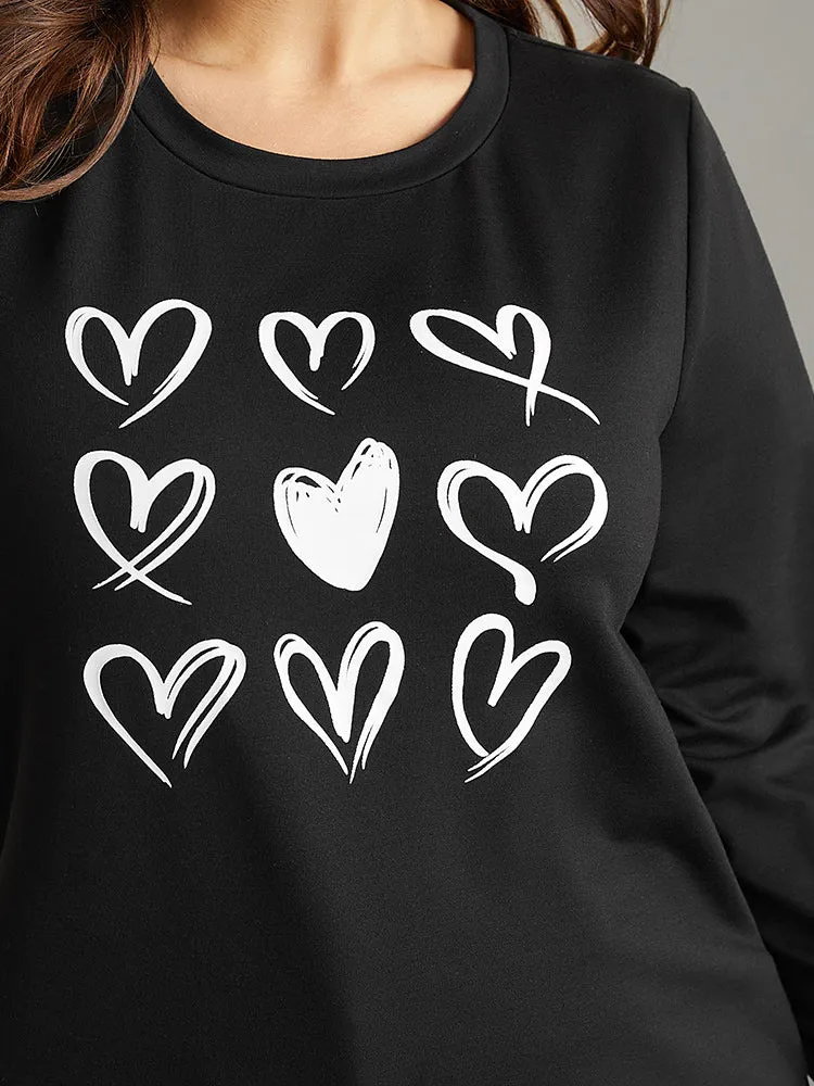 Heart Print Round Neck Sweatshirt sold by Bloomchic product image thumbnail 2
