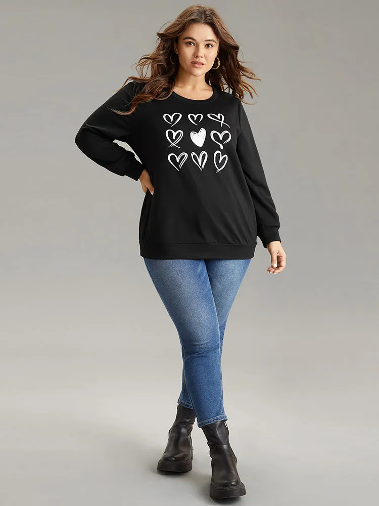 Heart Print Round Neck Sweatshirt sold by Bloomchic product image thumbnail 5