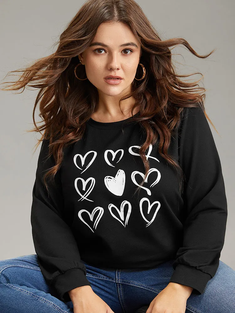 Heart Print Round Neck Sweatshirt sold by Bloomchic product image thumbnail 4