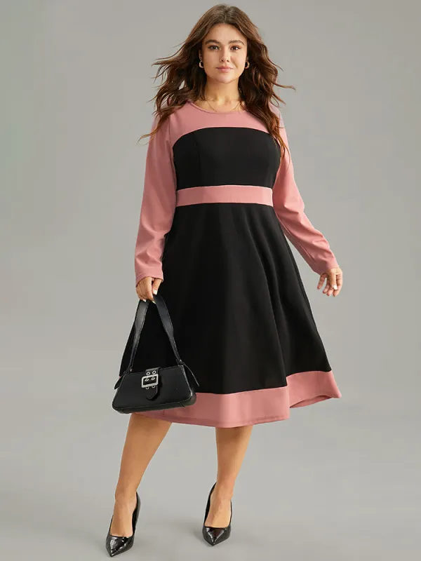 Colorblock Contrast Ruffle Hem Dress sold by Bloomchic