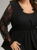 Guipure Lace Metal Detail Cut Out Hanky Hem Blouse sold by Bloomchic