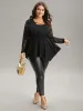 Guipure Lace Metal Detail Cut Out Hanky Hem Blouse sold by Bloomchic