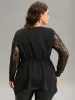 Guipure Lace Metal Detail Cut Out Hanky Hem Blouse sold by Bloomchic