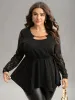 Guipure Lace Metal Detail Cut Out Hanky Hem Blouse sold by Bloomchic