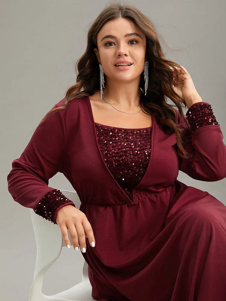 Plain Sequin Patchwork Elastic Waist Dress sold by Bloomchic product image thumbnail 4