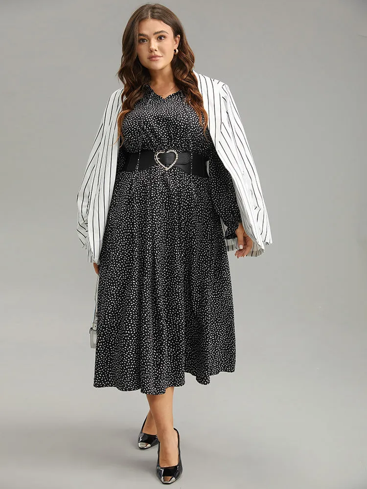 Water Drop Print Shirred Frill Trim Tie Neck Dress sold by Bloomchic product image thumbnail 3