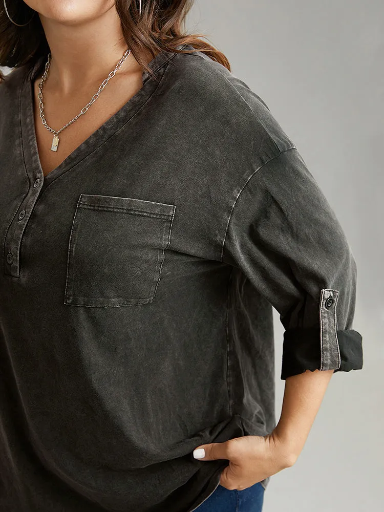 Vintage Roll Tab Sleeve Button Up T-shirt sold by Bloomchic product image thumbnail 5