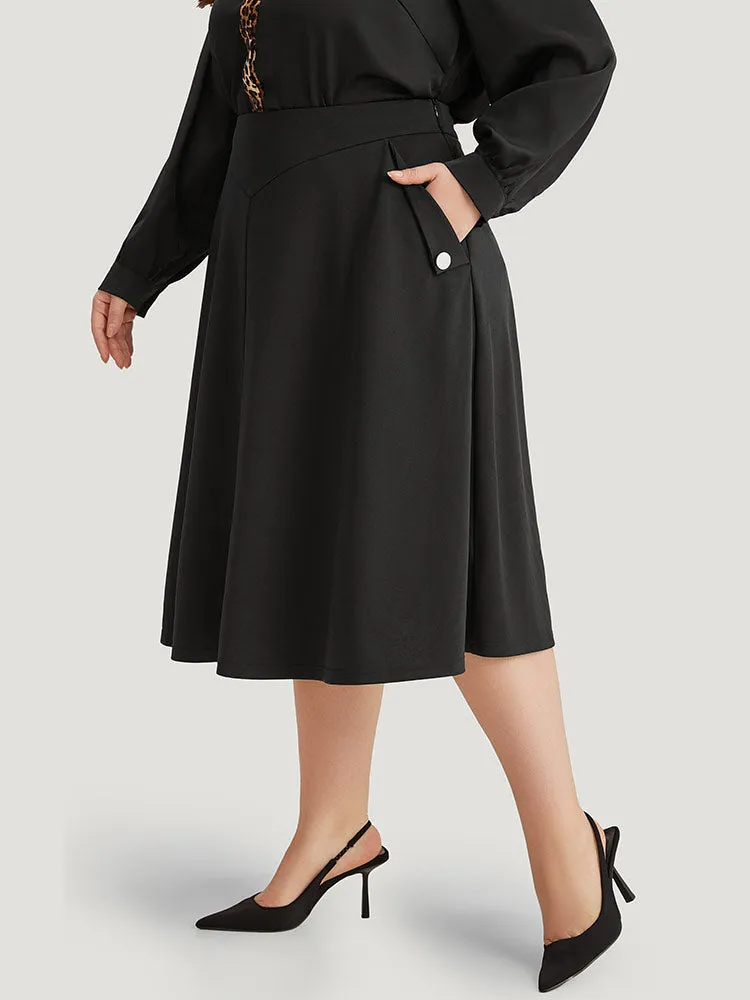 Plain Button Detail Pocket Cropped Skirt sold by Bloomchic