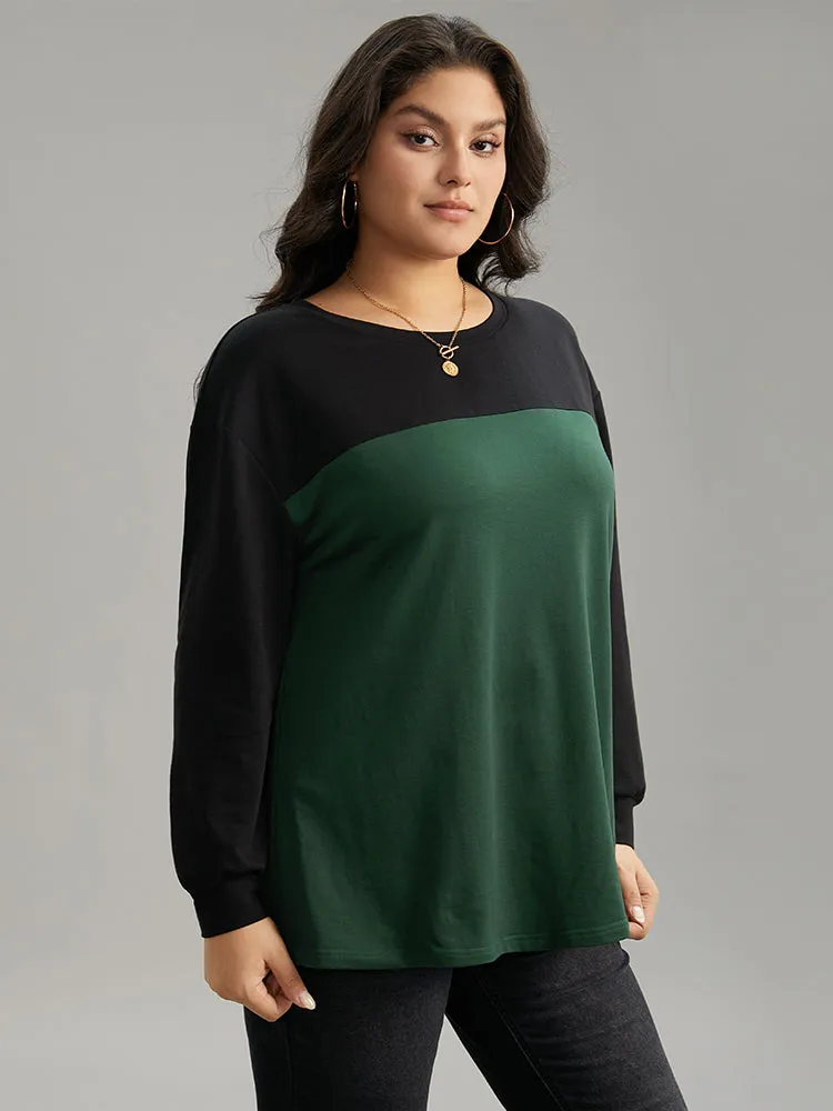 Two Tone Patchwork Round Neck Sweatshirt sold by Bloomchic product image thumbnail 3