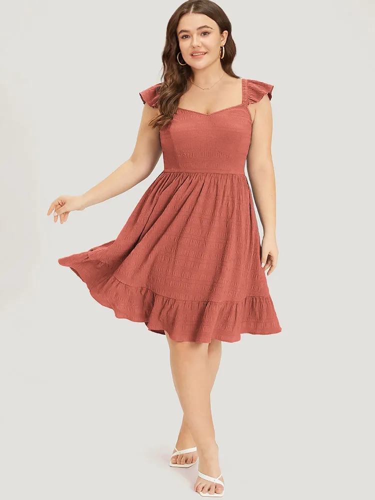 Plain Ruffles Pocket Bowknot Elastic Waist Sleeveless Dress sold by Bloomchic product image thumbnail 5