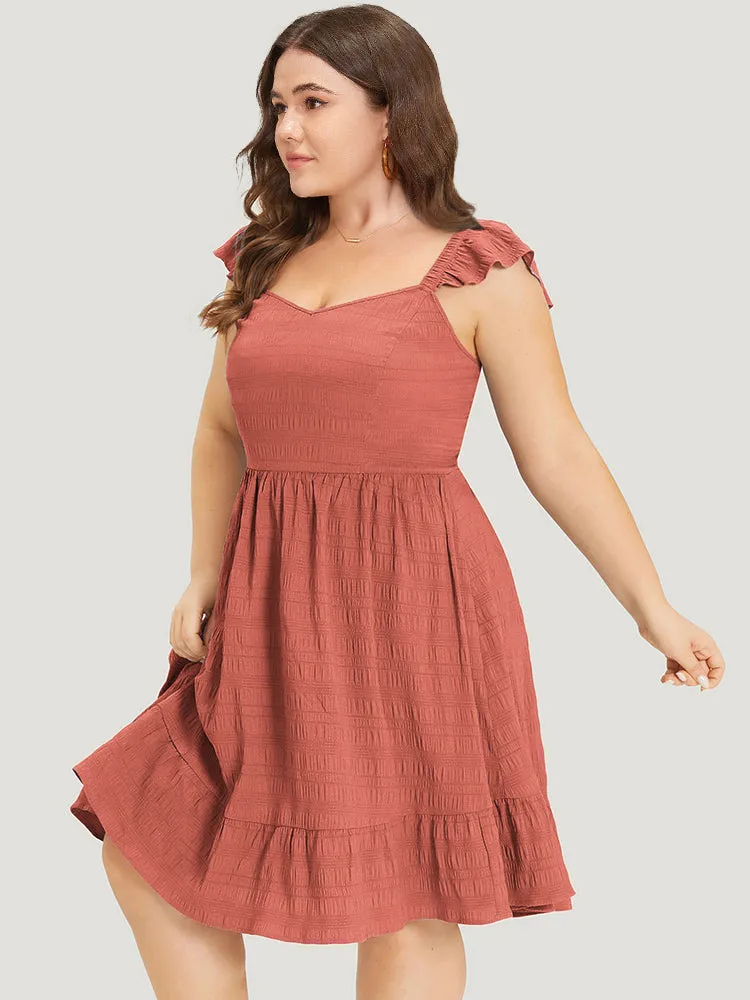 Plain Ruffles Pocket Bowknot Elastic Waist Sleeveless Dress sold by Bloomchic product image thumbnail 4