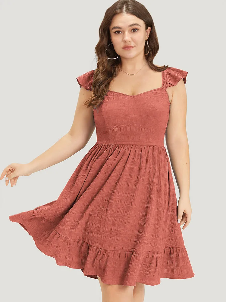 Plain Ruffles Pocket Bowknot Elastic Waist Sleeveless Dress sold by Bloomchic product image thumbnail 2