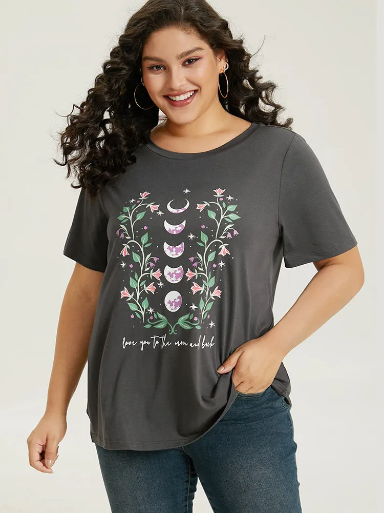 Moon & Star Print Crew Neck T-shirt sold by Bloomchic product image thumbnail 4