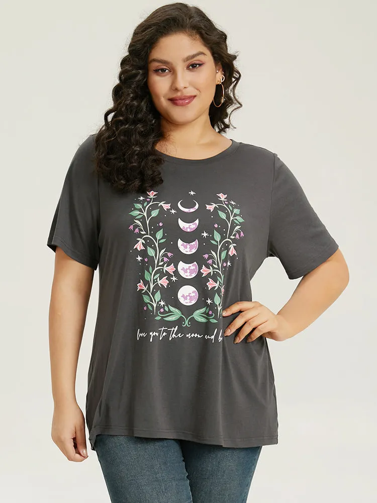 Moon & Star Print Crew Neck T-shirt sold by Bloomchic product image thumbnail 3