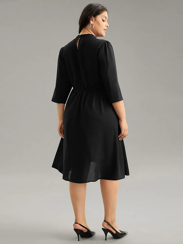 Polka Dot Patchwork Mock Neck Elastic Waist Dress sold by Bloomchic product image thumbnail 5