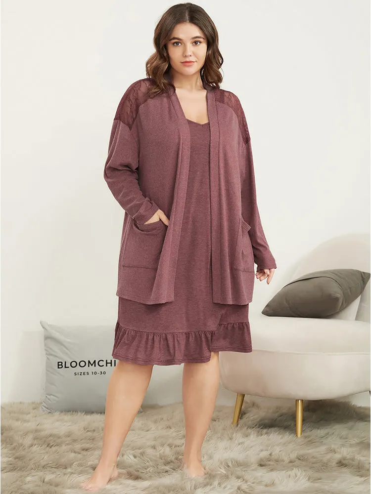 Solid Sleeveless Ruffle Hem Cami Night Dress sold by Bloomchic product image thumbnail 4