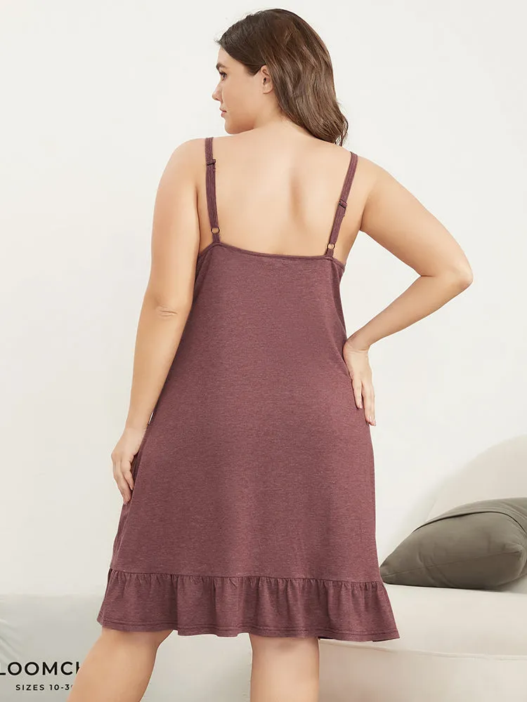Solid Sleeveless Ruffle Hem Cami Night Dress sold by Bloomchic product image thumbnail 3