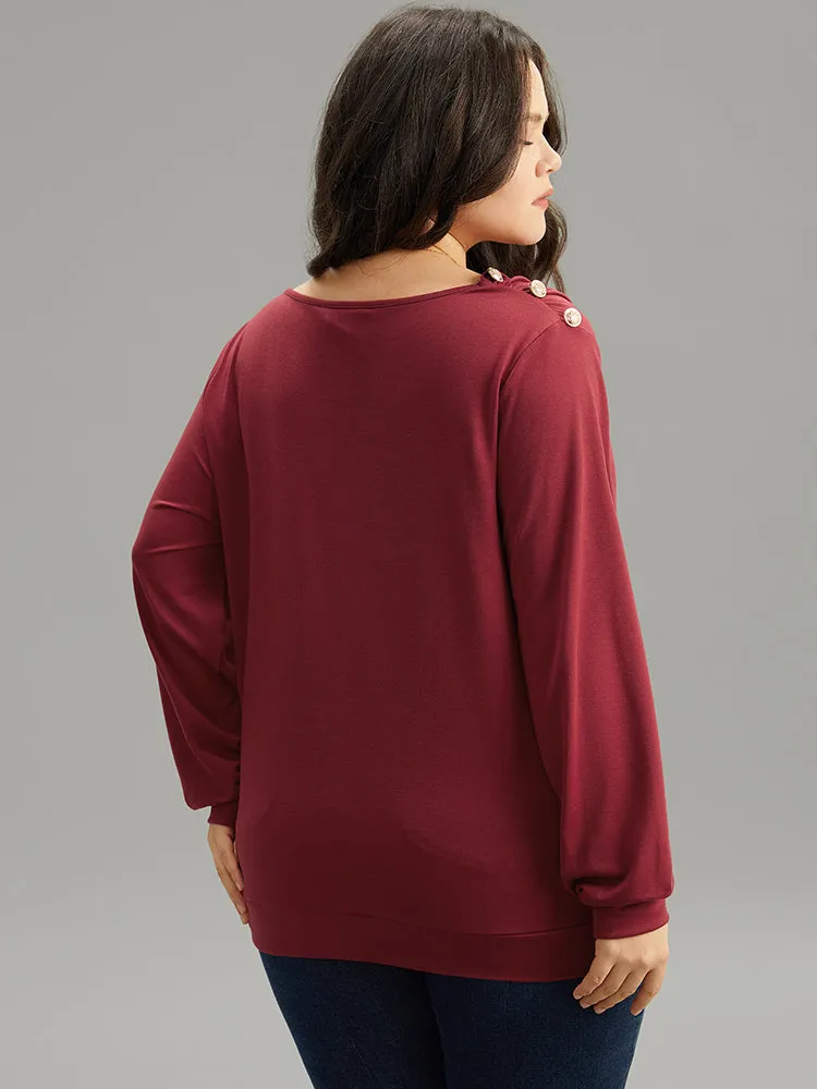 Solid Cowl Neck Metal Detail Sweatshirt sold by Bloomchic product image thumbnail 4