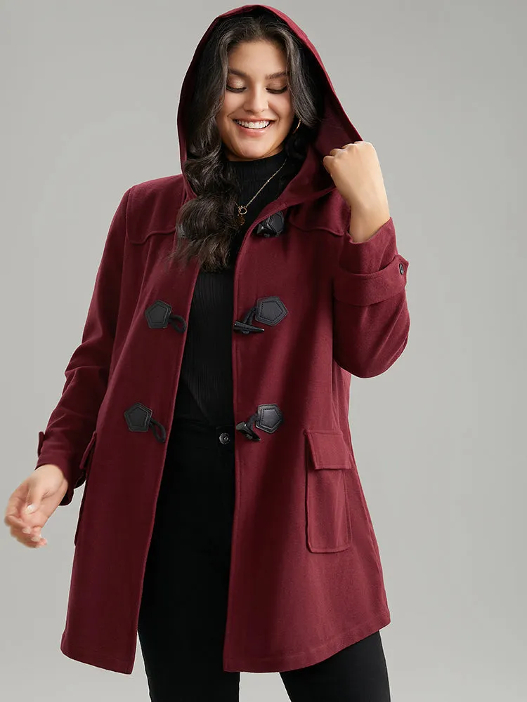 Plain Duffle Button Pocket Hooded Coat sold by Bloomchic