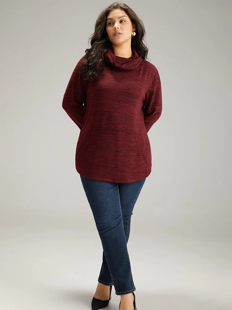 Plain Turtleneck Pocket Heather Sweatshirt sold by Bloomchic product image thumbnail 4