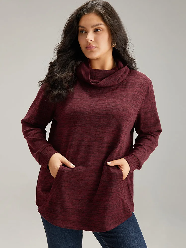 Plain Turtleneck Pocket Heather Sweatshirt sold by Bloomchic product image thumbnail 3