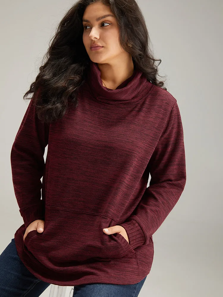Plain Turtleneck Pocket Heather Sweatshirt sold by Bloomchic product image thumbnail 5