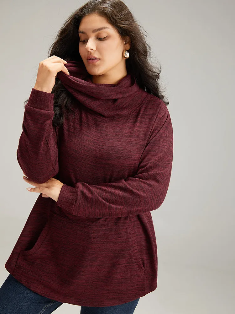 Plain Turtleneck Pocket Heather Sweatshirt sold by Bloomchic product image thumbnail 2