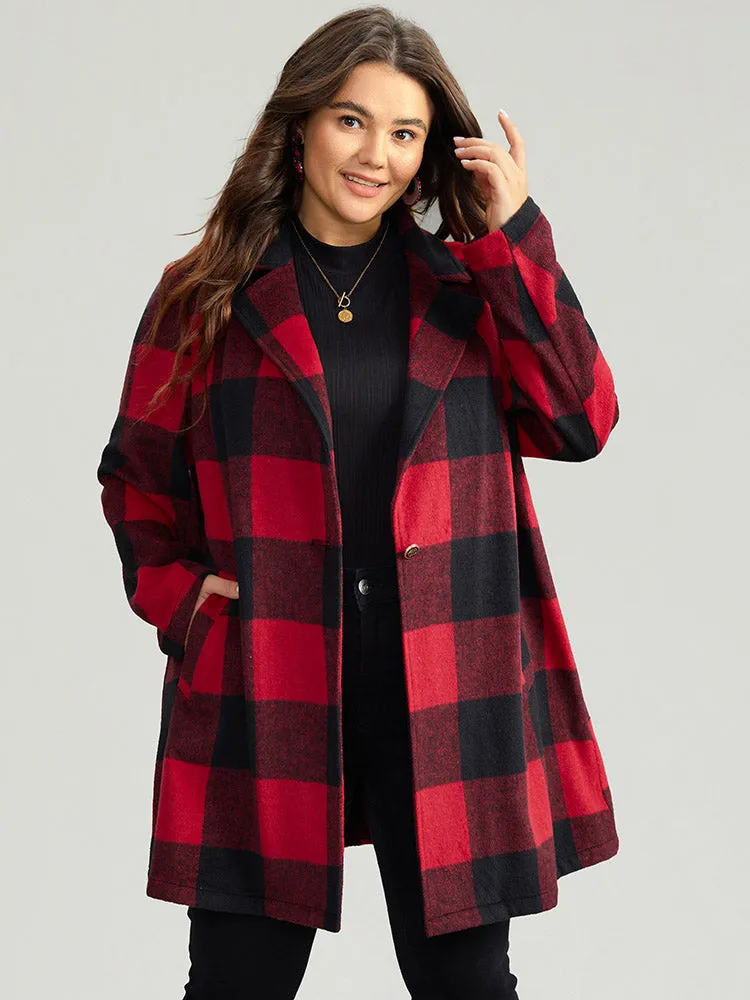 Plaid Print Button Down Pocket Tunic Coat sold by Bloomchic