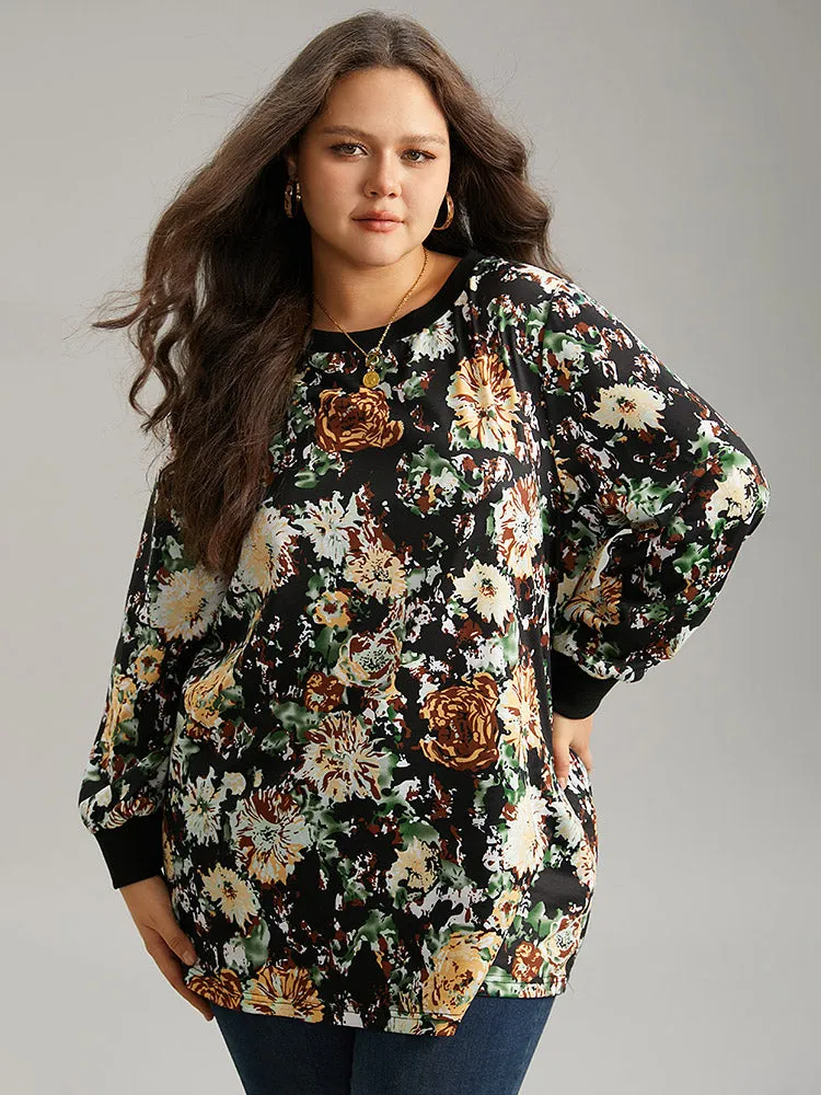 Floral Print Elastic Cuffs Sweatshirt sold by Bloomchic product image thumbnail 5