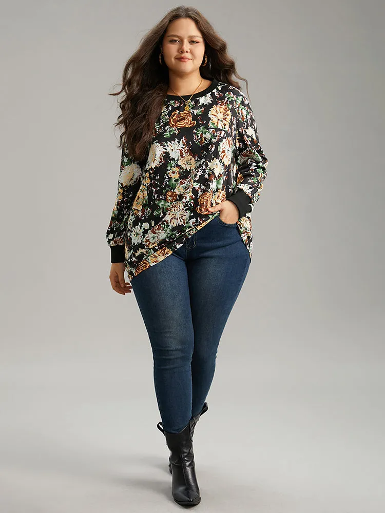 Floral Print Elastic Cuffs Sweatshirt sold by Bloomchic product image thumbnail 4