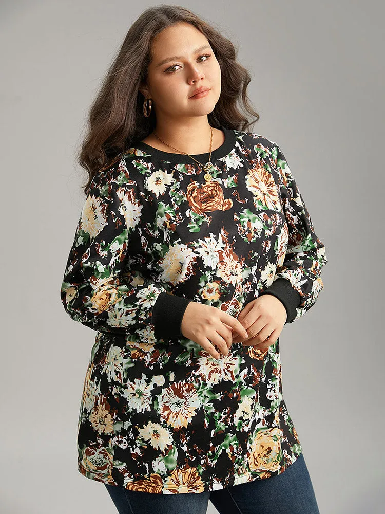 Floral Print Elastic Cuffs Sweatshirt sold by Bloomchic product image thumbnail 3