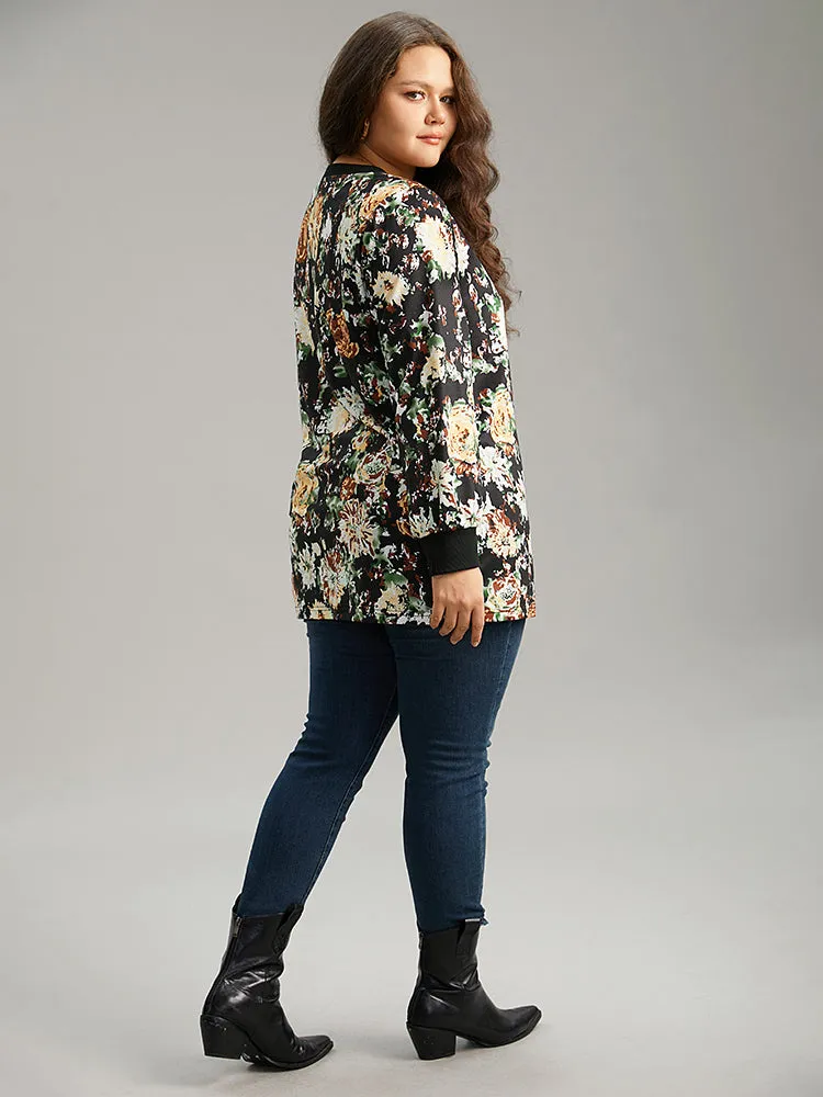 Floral Print Elastic Cuffs Sweatshirt sold by Bloomchic product image thumbnail 2