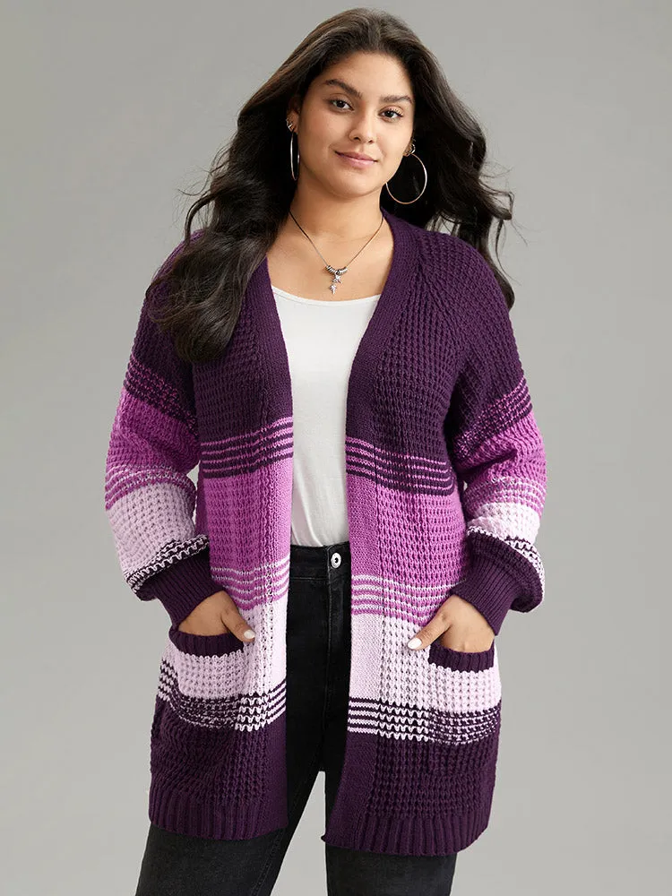 Colorblock Contrast Pocket Raglan Sleeve Cardigan sold by Bloomchic