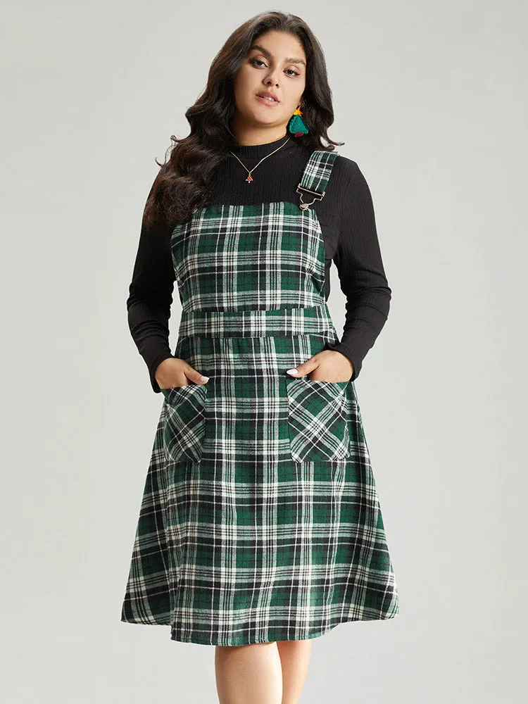 Christmas Plaid Patched Pocket Overall Cami Dress sold by Bloomchic product image thumbnail 2