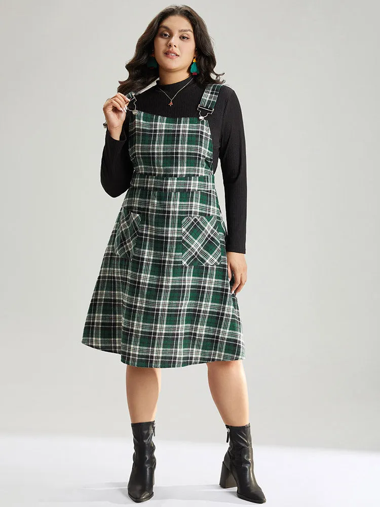 Christmas Plaid Patched Pocket Overall Cami Dress sold by Bloomchic product image thumbnail 5
