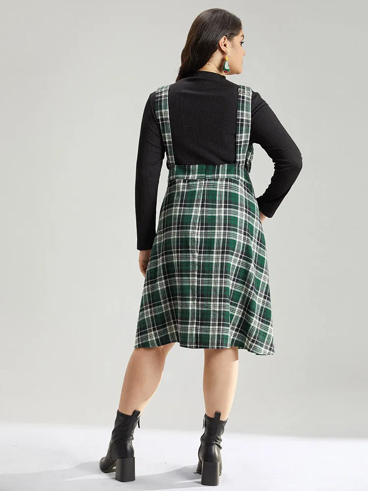 Christmas Plaid Patched Pocket Overall Cami Dress sold by Bloomchic product image thumbnail 3