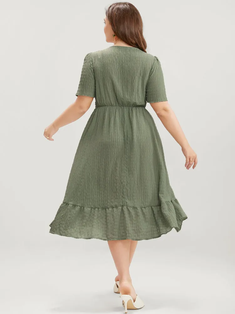 Solid Square Neck Pocket Lace Ruffles Hem Dress sold by Bloomchic product image thumbnail 5