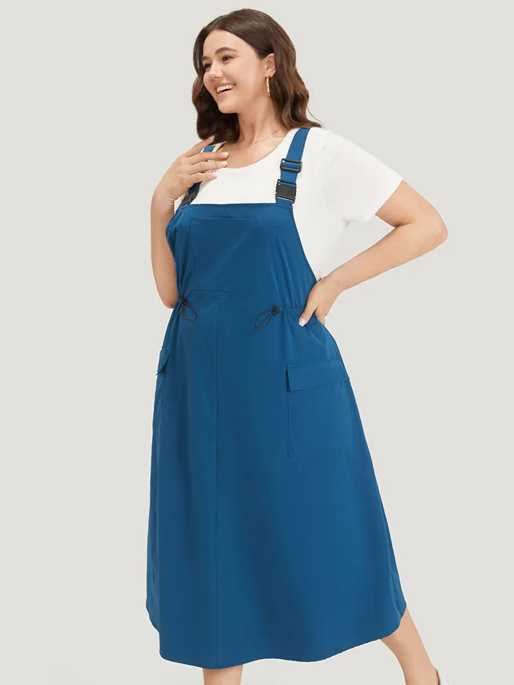 Solid Drawstring Flap Pocket Overall Cami Dress sold by Bloomchic product image thumbnail 3