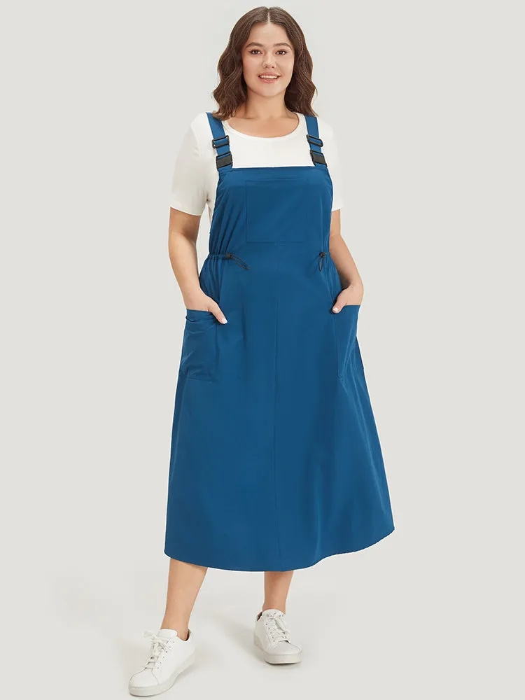 Solid Drawstring Flap Pocket Overall Cami Dress sold by Bloomchic product image thumbnail 2